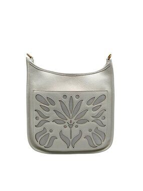 Style & Co White Faux Leather Deco Rose Medium Crossbody Bag